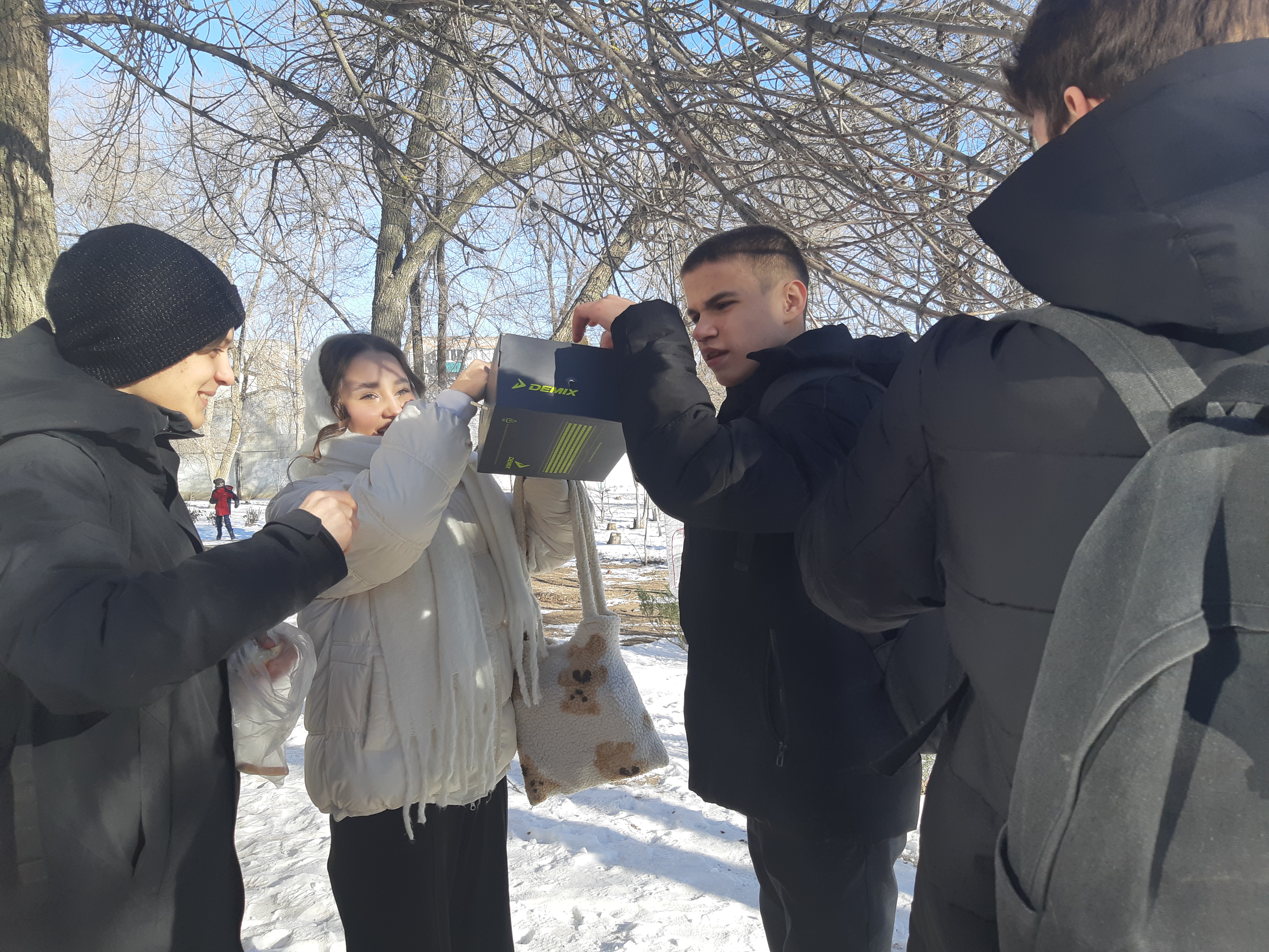 Покормите птиц.